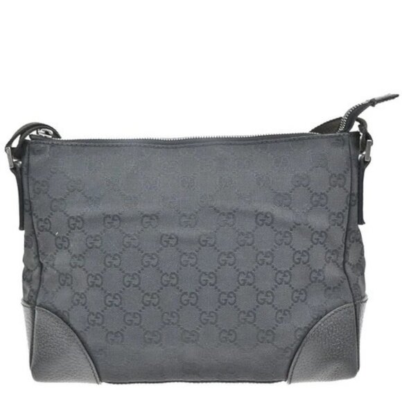 GUCCI Logo GG Pattern Shoulder Bag Canvas Leather Black SHW Italy 35MA141 - Picture 4 of 15